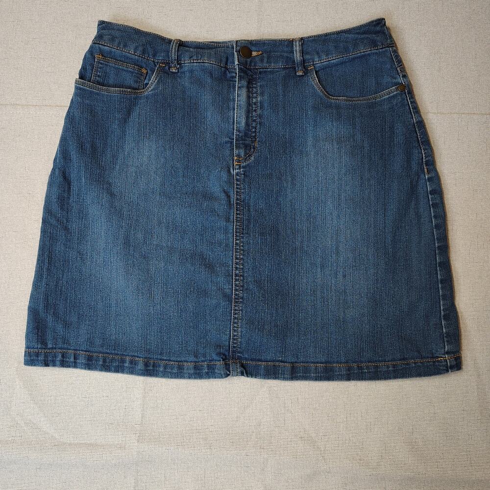 Croft & Barrow Womens 8 Denim Skort Classic Fit Stretch Blue Jean Skirt